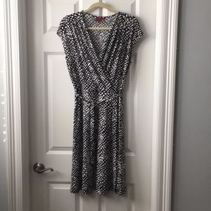 Black and White faux wrap dress
